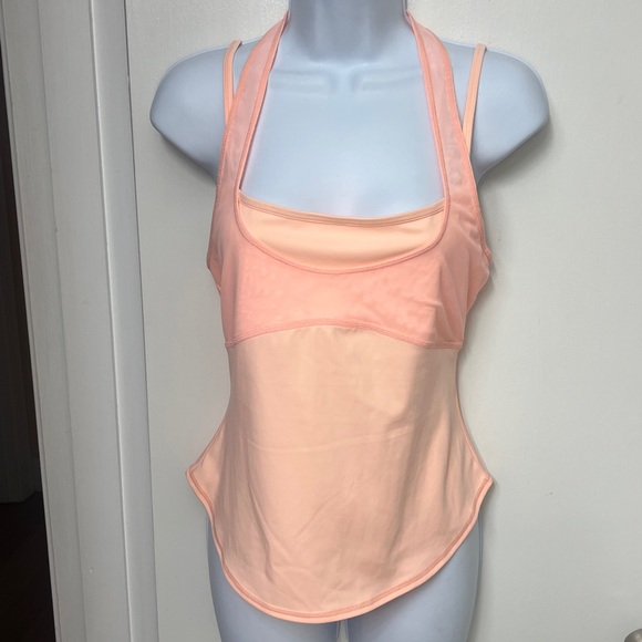 FP Movement by Free People Tops - FP movement Orange Tank Top with a mesh halter overlay on the chest, Sz. XL